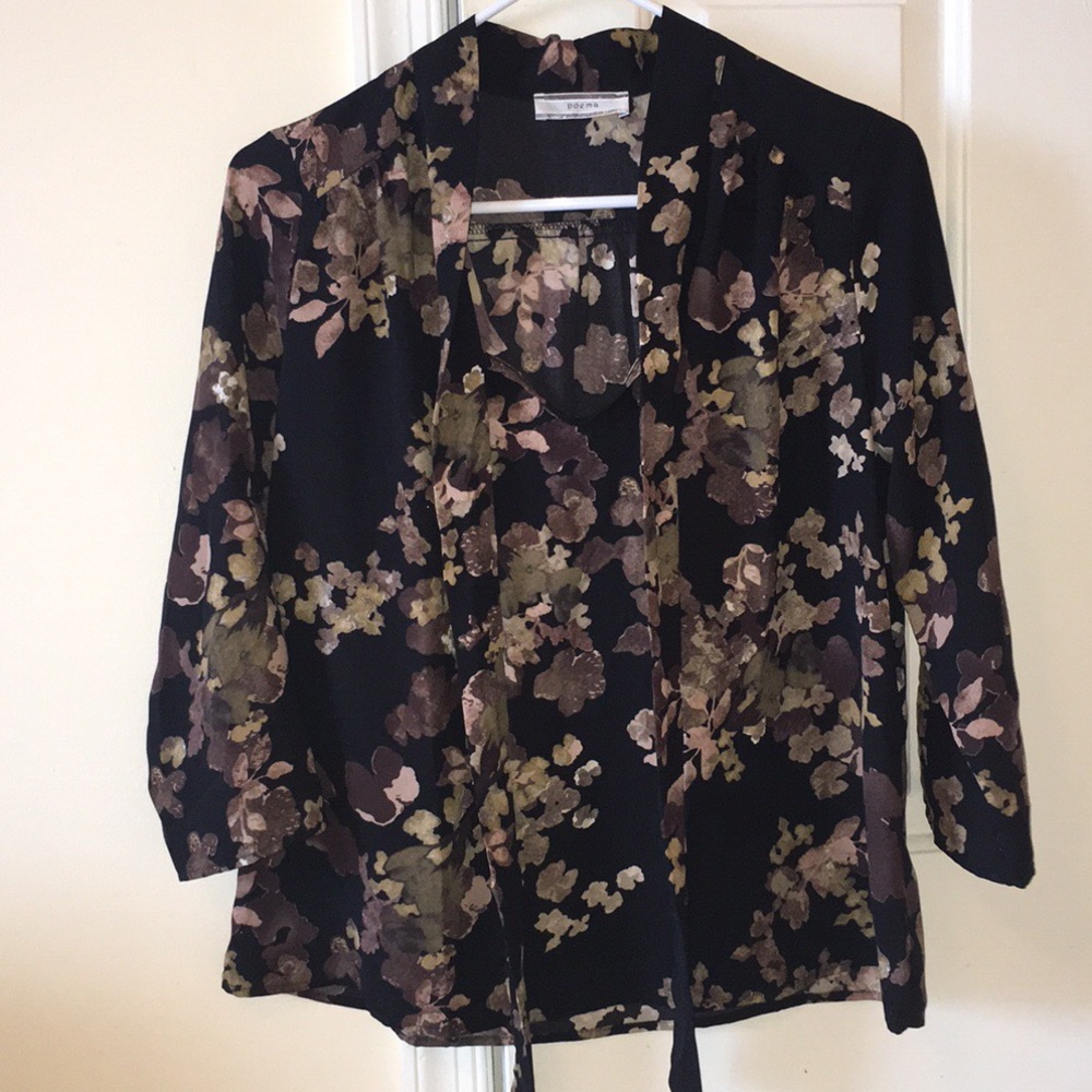 Modcloth Poema floral cute blouse size small